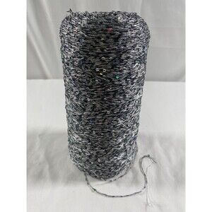 Fancy Cone Yarn White Black Rainbow Sequin Thread Clothes Needlework 480g #382